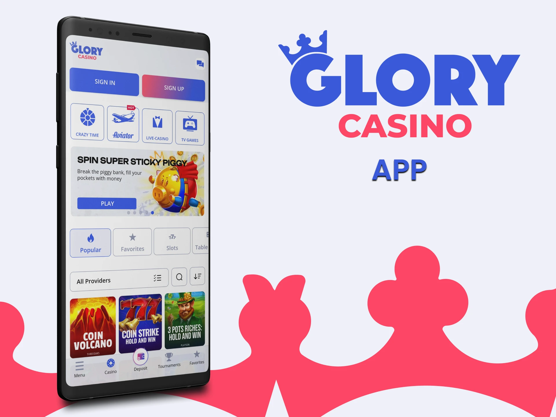 Download the Glory Casino app.