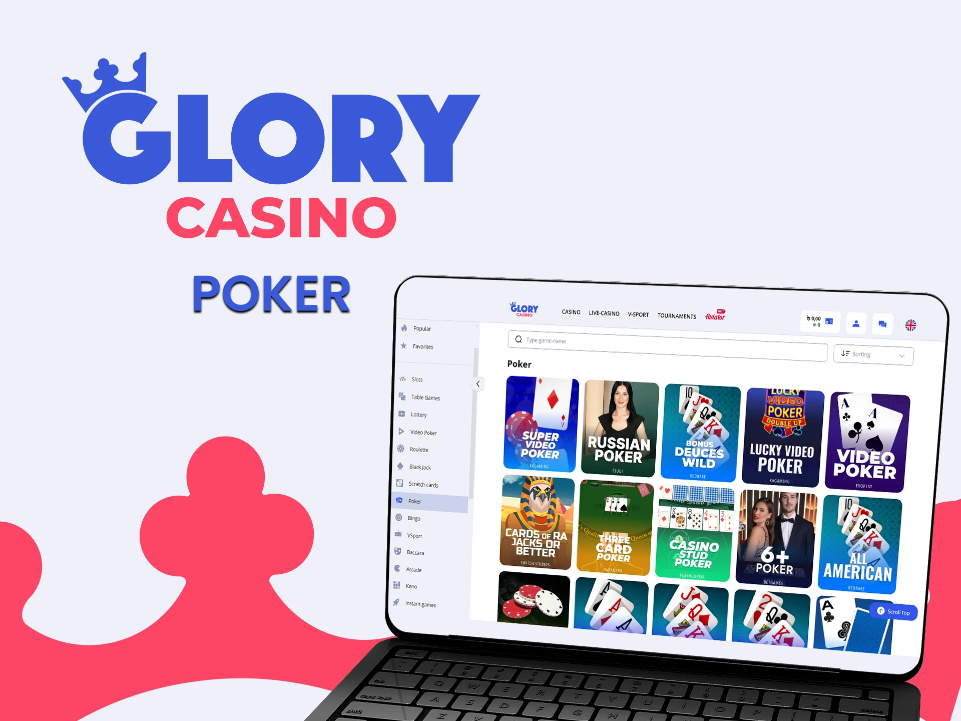 Choose Poker at the casino from Glory.