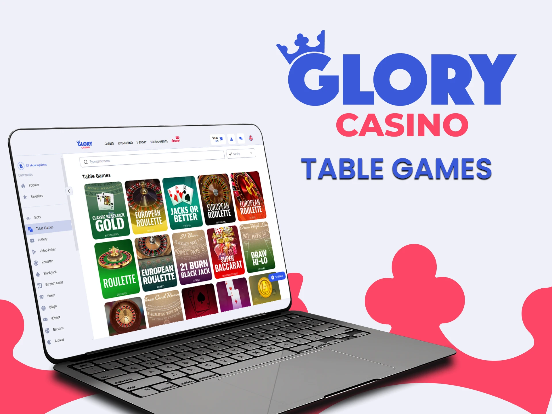 Play table games with Glory Casino.